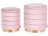 Set of 2 Storage Pouffes GARLAND Velvet Pink