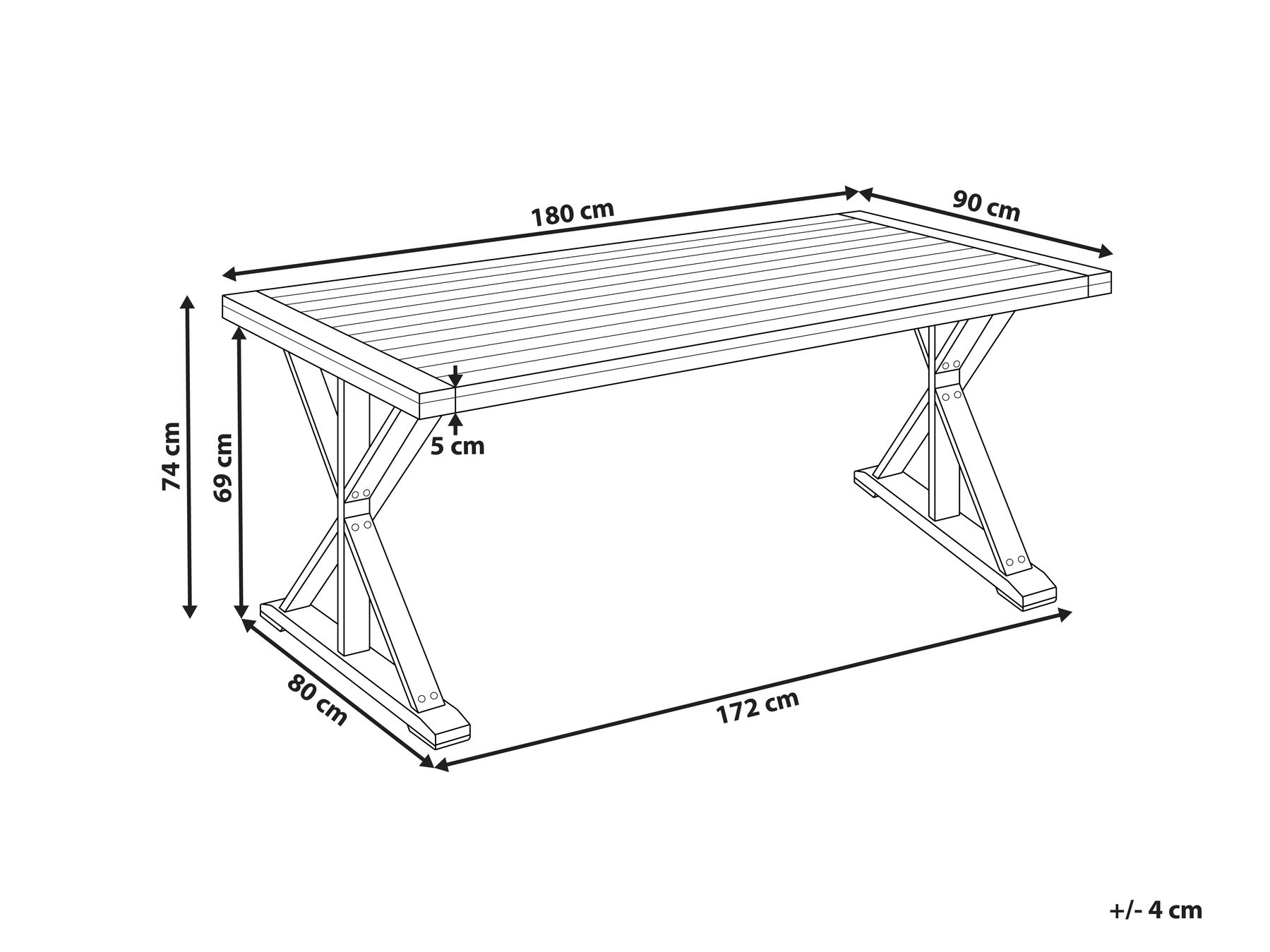 Gartentisch CALABRITTO 90 cm 180 cm Akazienholz Braun_999132