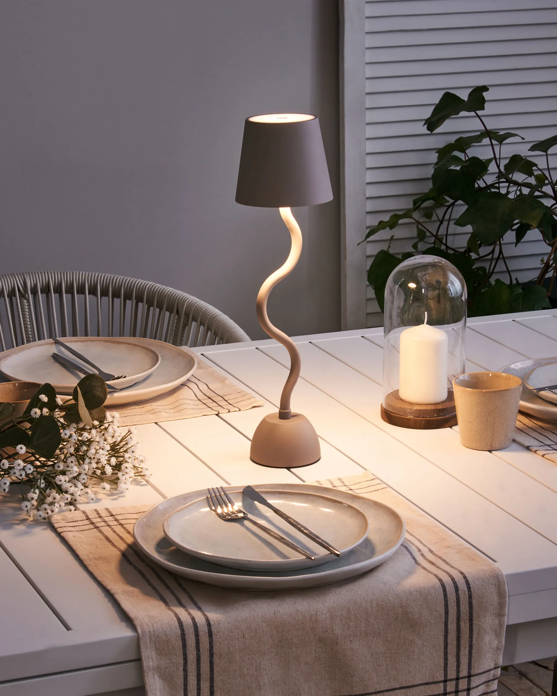 Kabellose LED Tischlampe VOUGA mit Dimmer Metall Beige_940331