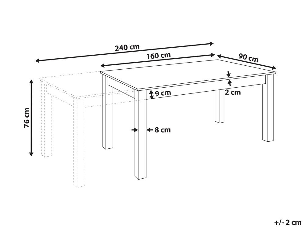 Extending Dining Table MADURA Dark Ash Wood 160/240 cm 90 cm_965487