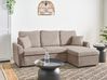 Eckschlafsofa 3-Sitzer NASSJO mit Stauraum Kunstleinen Hellbraun linksseitig