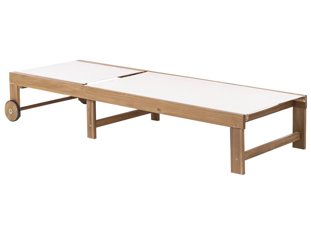 Sonnenliege PEDESINA mit Relaxfunktion Akazienholz Beige_1034514