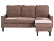 Sofa 3-Sitzer AVESTA mit Ottomane Stoff Braun_1082566