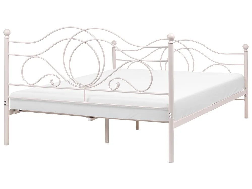 Bett mit Lattenrost Metall LYRA 160 x 200 cm Hellbeige_1162027