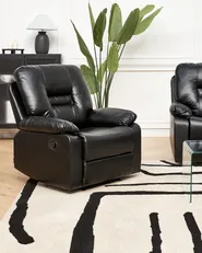 Sofa Set manuell verstellbar 6-Sitzer BERGEN Kunstleder Schwarz_1060504