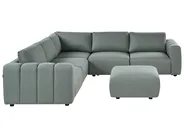 Modul Ecksofa 5-Sitzer KIVVIK mit Ottomane Stoff Grün rechtsseitig_1045786