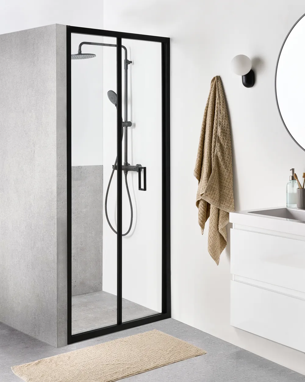 Faltbare Dusch­tür NELTUME 80 x 190 cm Schwarz