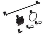 Badezimmerhalter Set 6-teilig POCONE mit Handtuchstangen und -haken Schwarz_989594