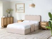 Bett mit Stauraum NANTERRE Bouclé Beige 140 x 200 cm_1019611