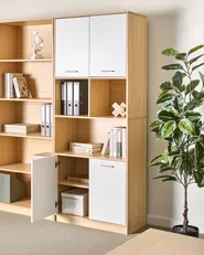 Bücherregal mit 4 Türen ZEHNA Hellbraun / Weiß_1033370