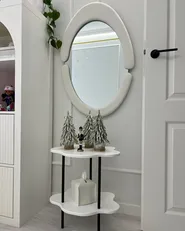 Wandspiegel MASSAY 53 cm 90 cm Samtstoff Weiß_967786