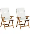 Set mit 2 Stühlen und Sitzkissen JAVA PREMIUM Akazienholz Cremeweiß