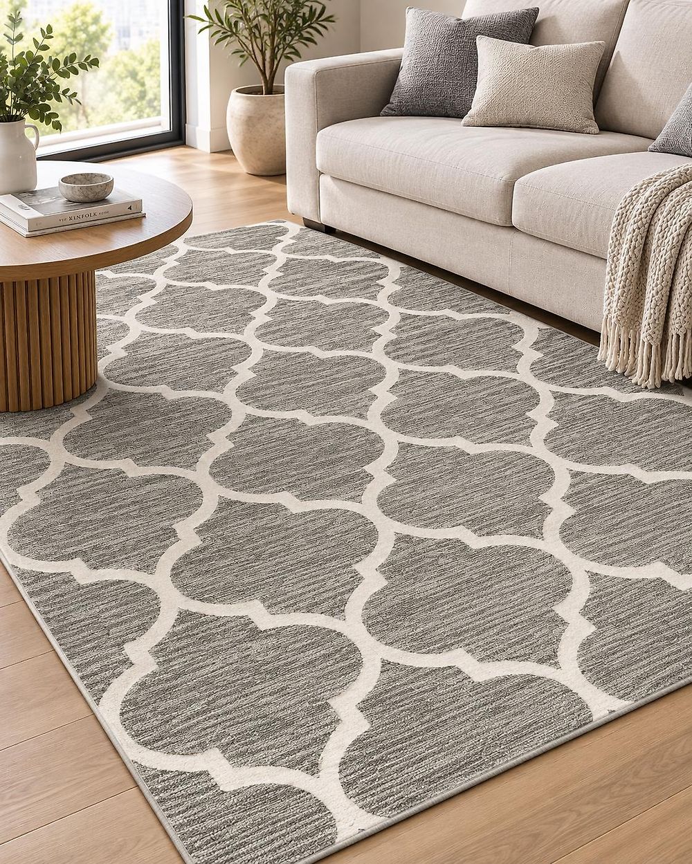 Rug YALOVA Grey 160 x 230 cm Wool