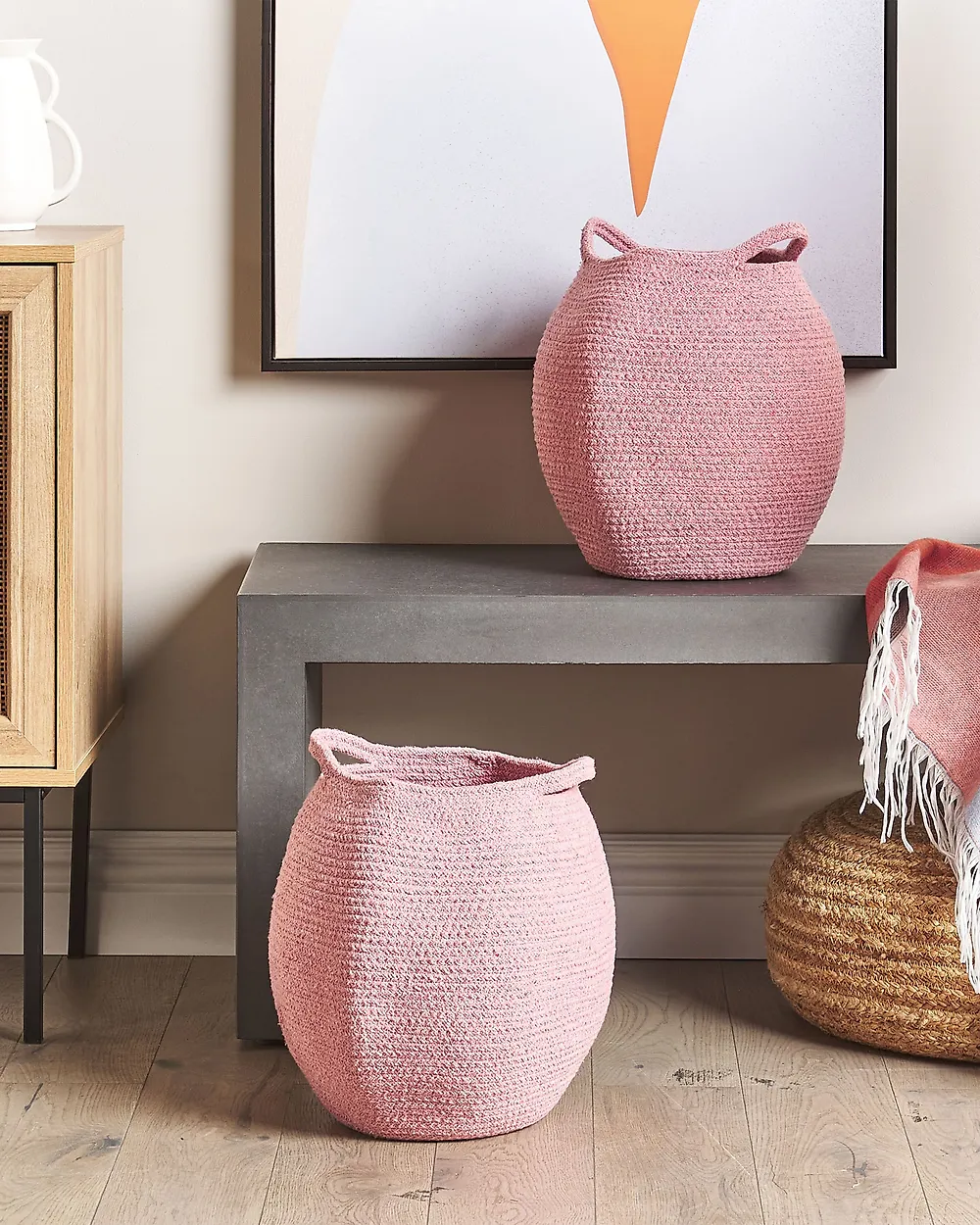Set of 2 Baskets PANJGUR Cotton Pink_846406