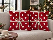 Dekokissen 2er Set GUMDROP 45 x 45 cm Samtstoff Rot Weihnachtsmotiv_1184009