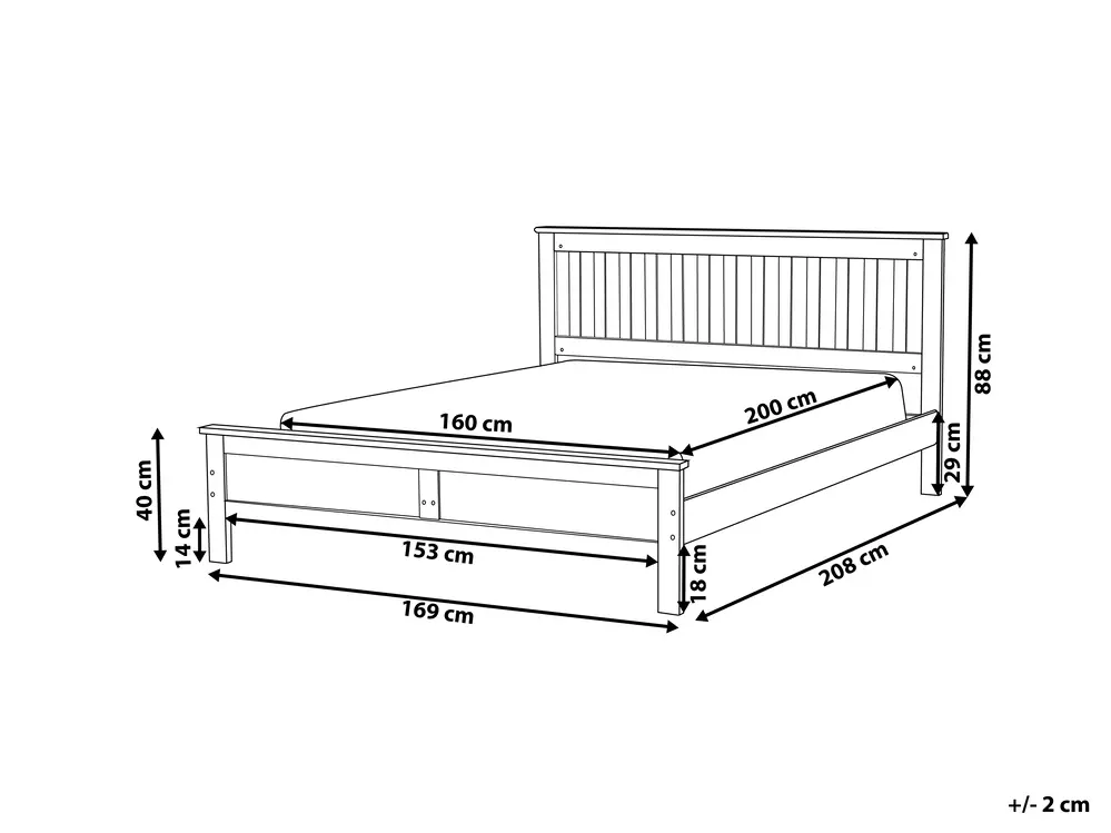 Bett mit Lattenrost Kiefernholz MAYENNE 160 x 200 cm Dunkelbraun_876591