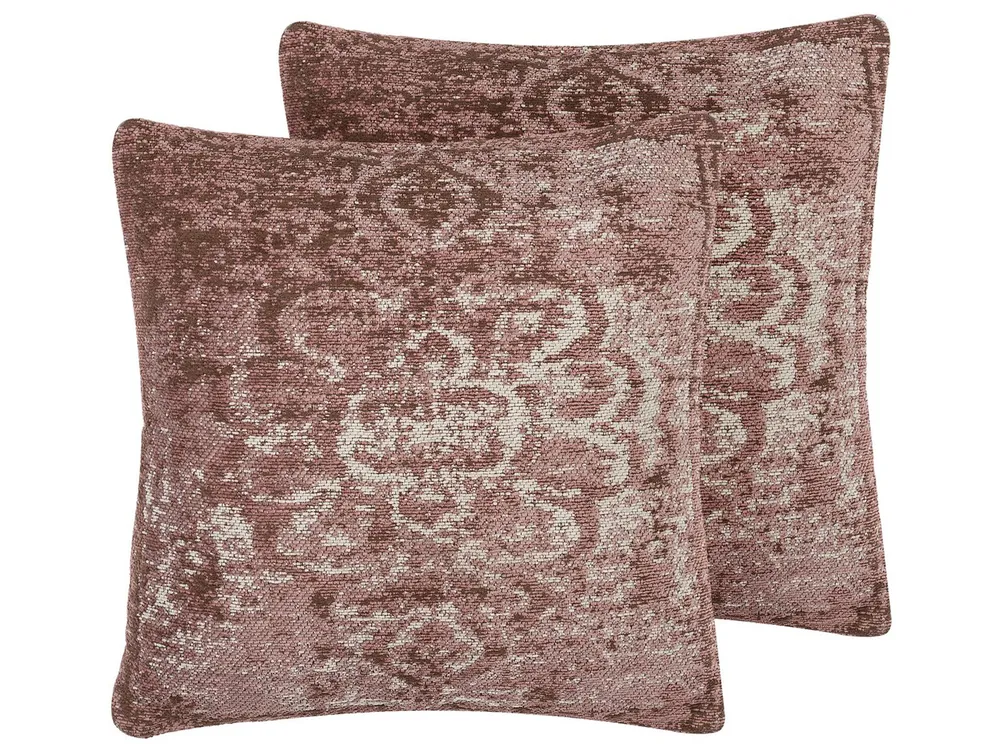 Lot de 2 coussins décoratifs VAKAYAR 45 x 45 cm Coton Rose Motif floral