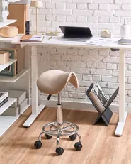 Saddle Stool DUMONT Faux Leather Beige_1072600