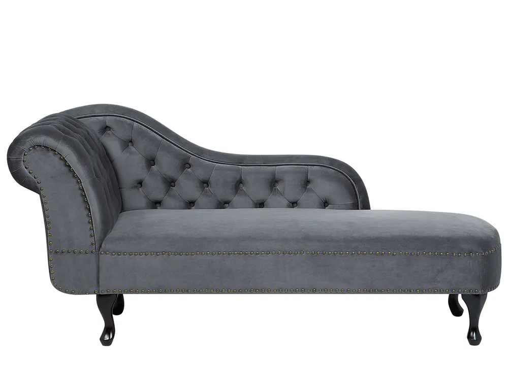Linksseitige Chaiselongue NIMES Samtstoff Grau