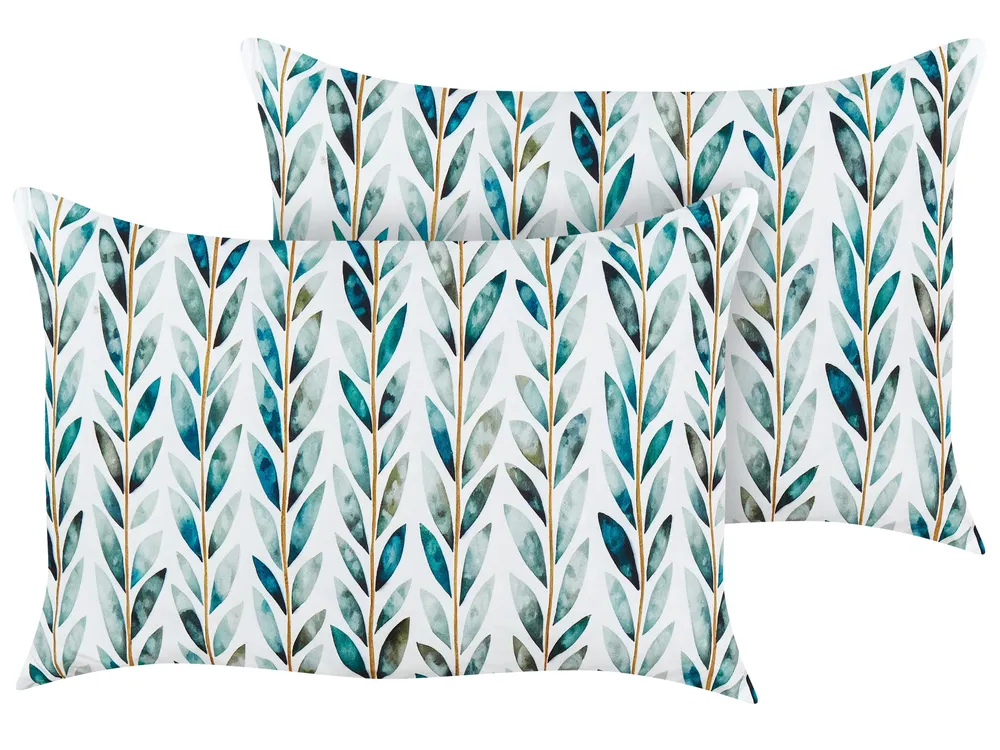 Gartenkissen 2er Set LOANO Pflanzenmuster 40 x 60 cm Grün