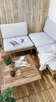 Lounge Set mit Tisch 4-Sitzer FRASCATI modular zertifiziertes Akazienholz Hellgrau_804609