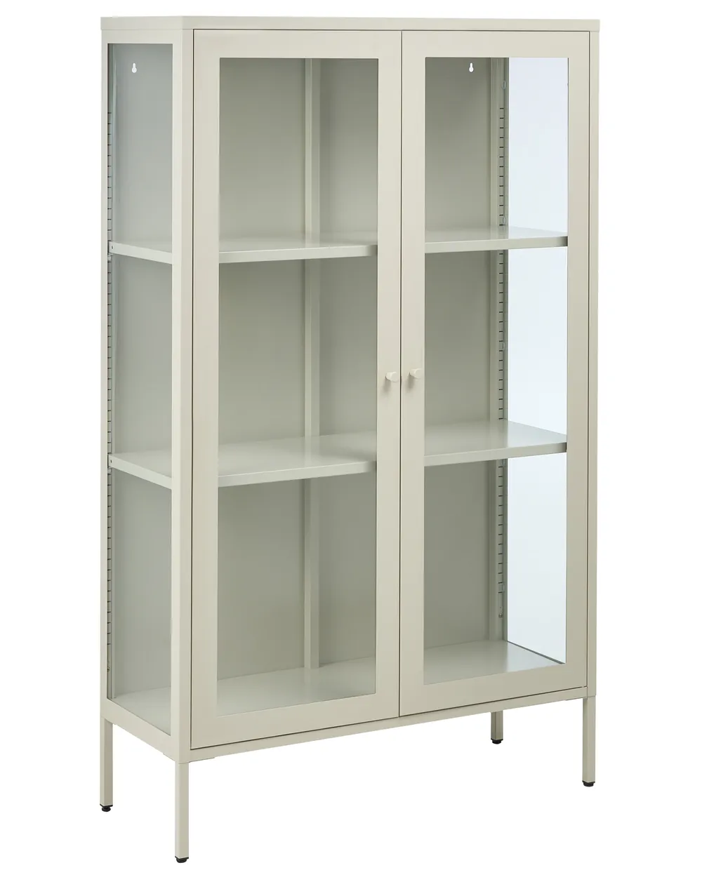 Vitrine mit Glastüren NASH 90 cm Metall Hellbeige