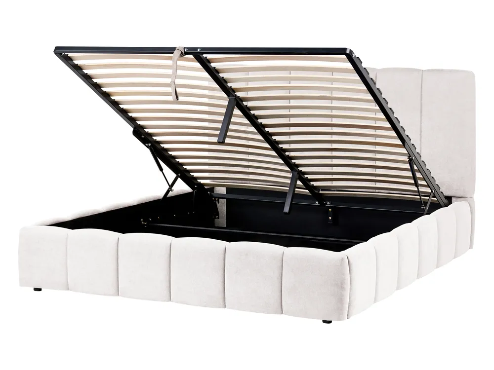 Bett mit Stauraum VAUVERT Stoff Cremeweiß 140 x 200 cm