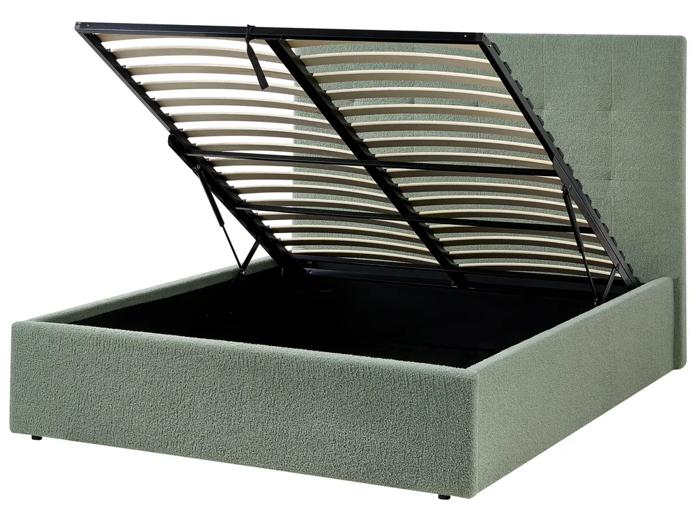 Ottoman Bed LORIENT Boucle Green 140 x 200 cm (EU Double)_1040288