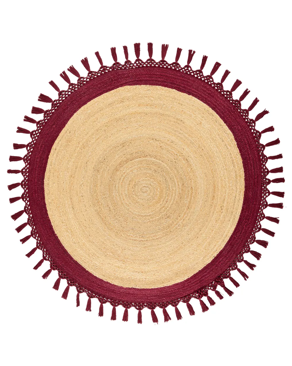 Teppich Jute beige / dunkelrot rund verschiedene Größen MARTS