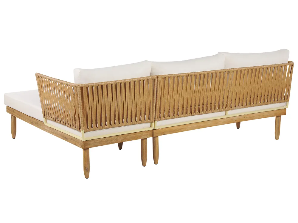 Lounge Set mit Tisch 4-Sitzer CREMONA Akazienholz Hellbraun / Cremeweiß linksseitig_775945