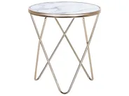 Beistelltisch MERIDIAN Sicherheitsglas Marmor Optik / Gold_758996