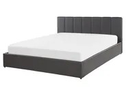 Postelja s prostorom za shranjevanje DREUX Umetno usnje Temno siva 160 x 200 cm_793192