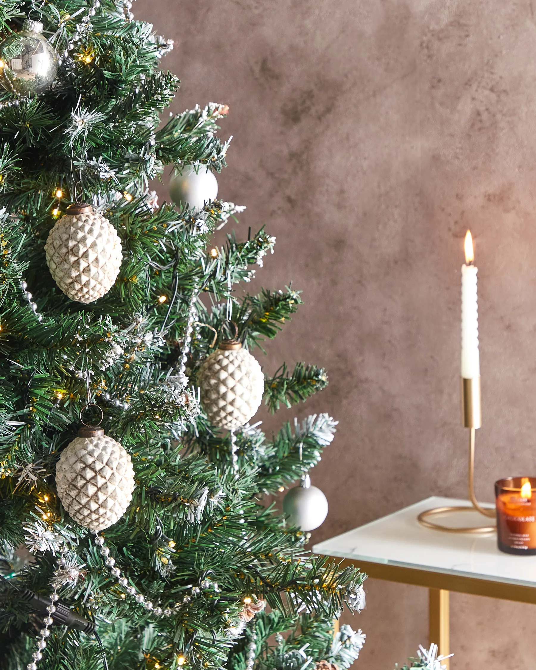 Weihnachtskugel 6er Set LAITON Glas Cremeweiß_899335