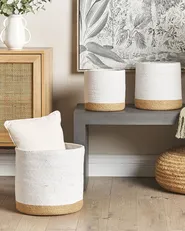 Set of 3 Baskets BASIMA Cotton White_846439