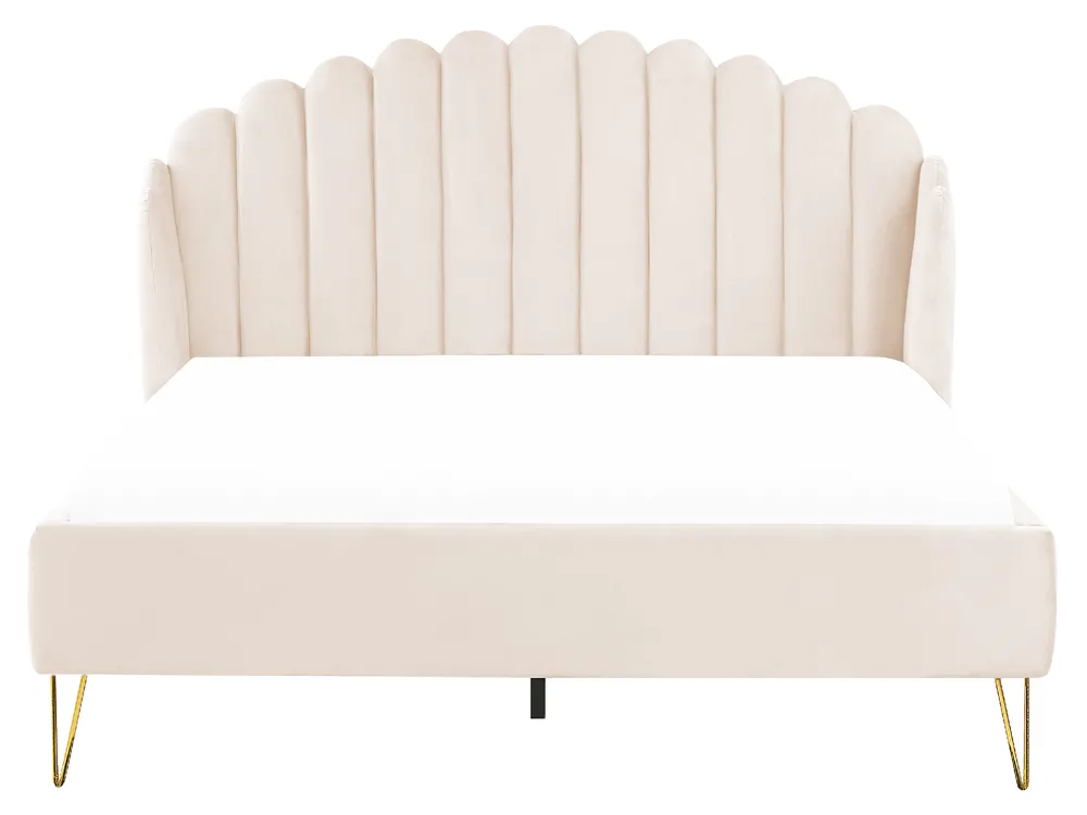 Bett mit Lattenrost Samtstoff AMBILLOU 160 x 200 cm Hellbeige_857631