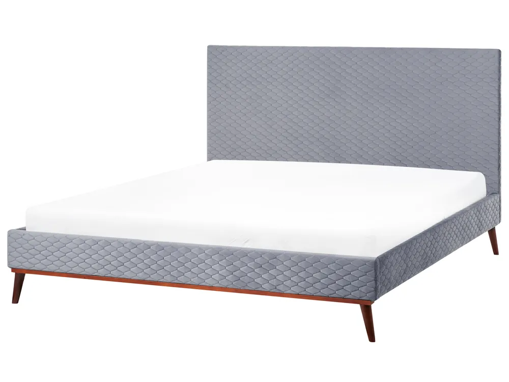 Bett mit Lattenrost Samtstoff BAYONNE 180 x 200 cm Hellgrau_1011862