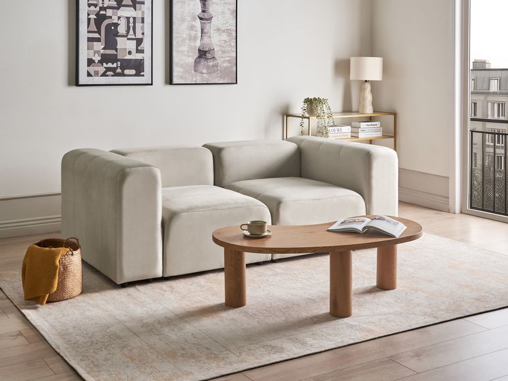 Modular Sofa 2 Seater FALSTERBO Velvet Light Beige