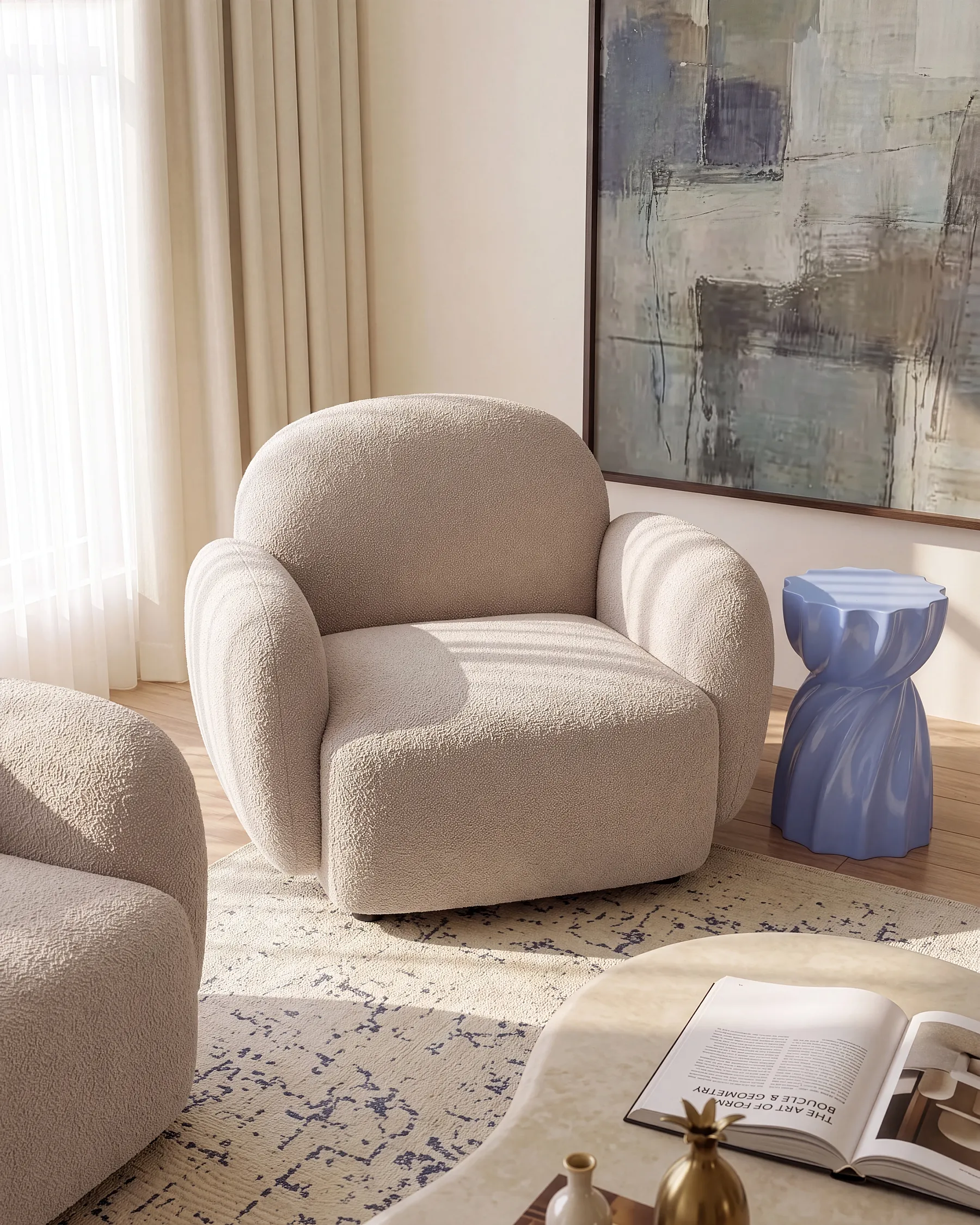 Fauteuil JULE Bouclé Beige_1125894