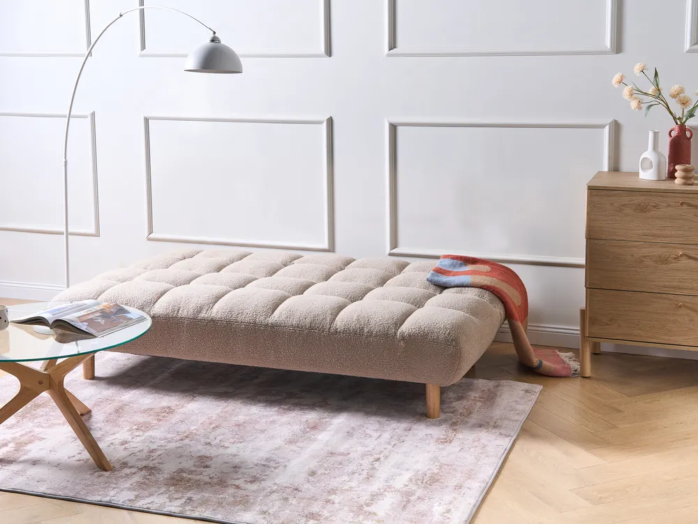 Schlafsofa 2-Sitzer RISOR Bouclé Beige_1053611