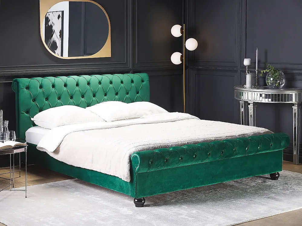 Bed Velvet AVALLON 160 x 200 cm (EU King Size) Emerald Green_1179224