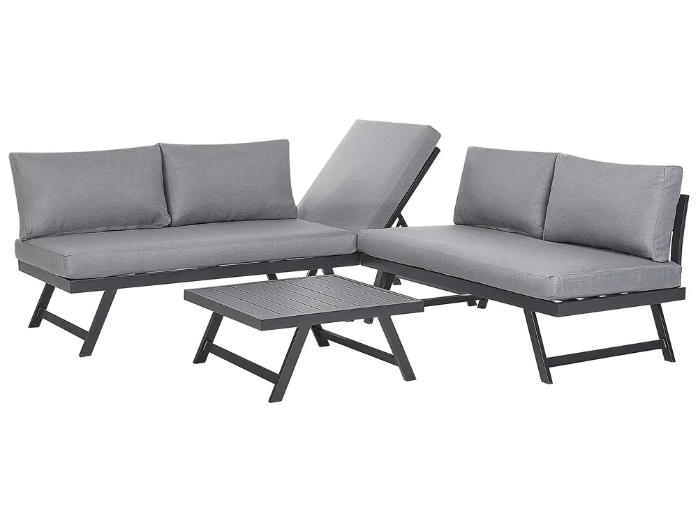 Garten Ecksofa mit Tisch 5-Sitzer COCCORINO Metall Grau_853531