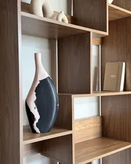 Dekovase LAGOS 40 cm Mangoholz Schwarz / Beige_1153756