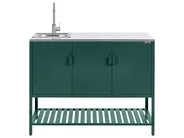 3 Piece Outdoor Kitchen Set with Sink MAENZA Green Metal_1045217