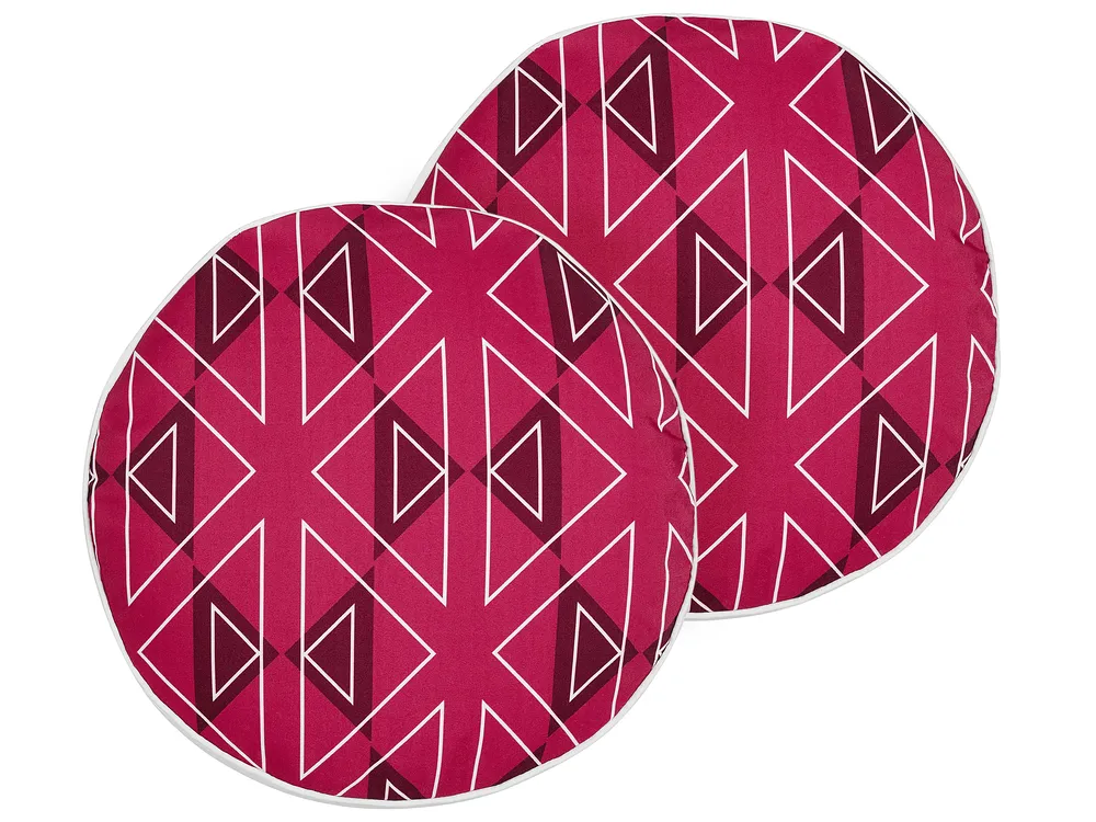 Gartenkissen 2er Set MEZZANO Geometrisches Muster 40 x 40 cm Rosa
