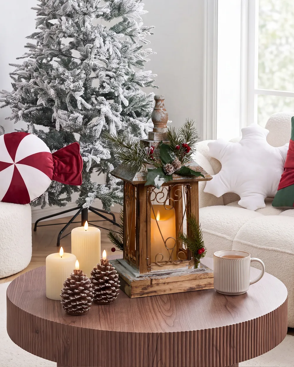 LED Laterne SAIMA 40 cm Weihnachtsmotiv Dunkelbraun