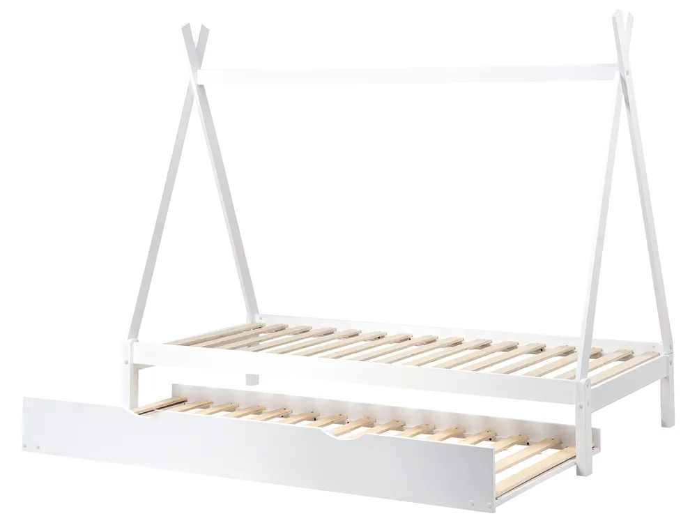 Kinderbett mit Ausziehbett Kiefernholz TALMONTIERS 90 x 200 cm Weiß_964067