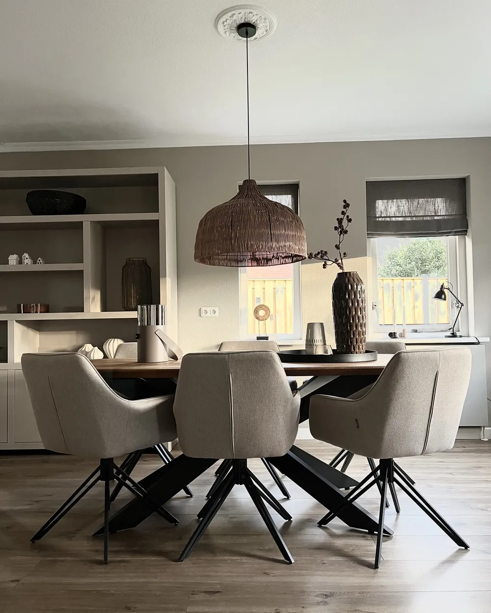 Esszimmerstuhl 2er Set drehbar JODAR Stoff Taupe_967524