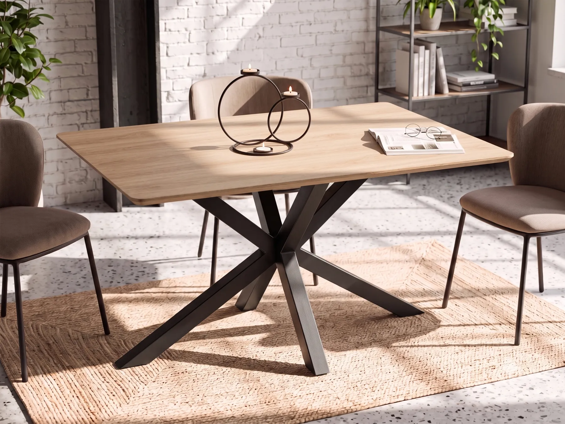 Dining Table SPECTRA Light Brown 140 cm 90 cm_1116482