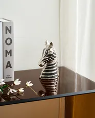 Dekofigur Zebra ZAGORA Metall Schwarz / Silber_1009442