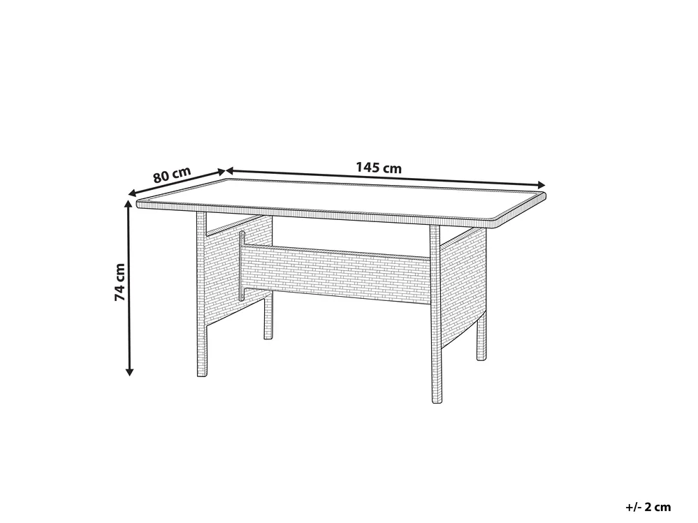 Gartentisch VITERBO 145 cm 80 cm Glas Hellgrau_862756